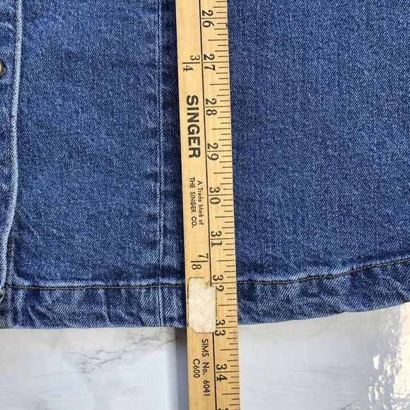 Reformation Dionne Stretch Denim Jean Mini Dress Button Front Square Neck Sz 12 - Picture 5 of 9